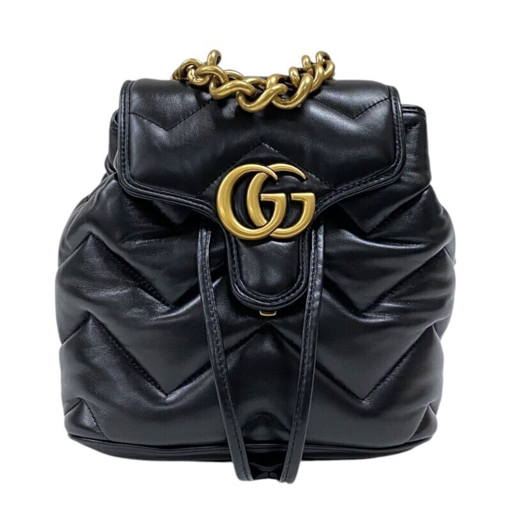 Gucci GG Marmont Quilted Backpack Black Leather Daypack - Picture 2 of 10
